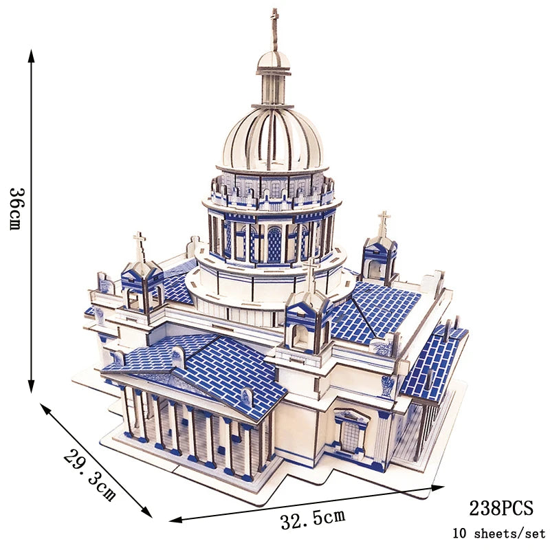 Träpussel Arkitektur 3D, flera olika varianter